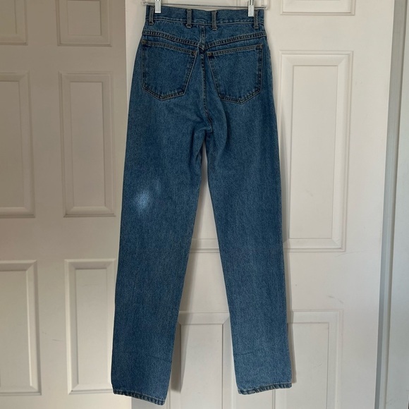 Vintage Cache High Waisted Blue Jeans with Pink Leather Accents 6 - Picture 9 of 16